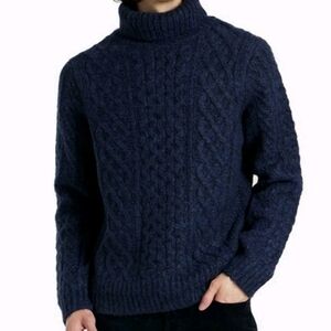 Alex Mill Cable Knit Turtleneck Sweater, Navy Blue, Size Medium, New With Tags
